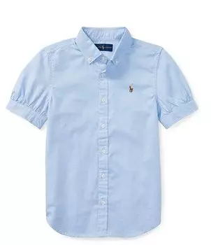 Оксфордская рубашка на пуговицах Polo Ralph Lauren для больших девочек 7–16 лет, синий