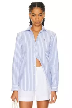 Оксфордская рубашка на пуговицах с длинными рукавами Polo Ralph Lauren, цвет Harbor Island Blue & White