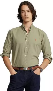 Оксфордская рубашка, окрашенная в готовой одежде Polo Ralph Lauren, цвет Sage Green
