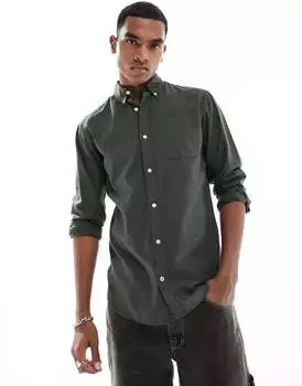 Оксфордская рубашка оверсайз цвета хаки Jack & Jones