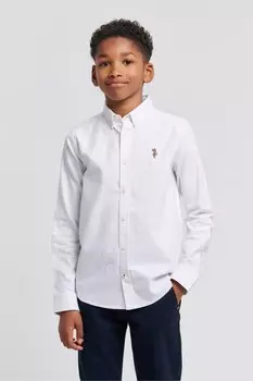 Оксфордская рубашка персикового цвета для мальчика U.S. Polo Assn, белый