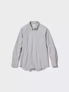 Оксфордская рубашка приталенный крой Uniqlo, цвет 06 серый