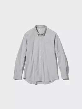 Оксфордская рубашка приталенный крой Uniqlo, серый