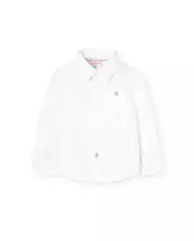 Оксфордская рубашка с длинным рукавом и карманом для маленьких мальчиков Boboli, белый