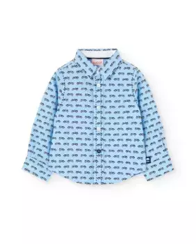 Оксфордская рубашка с длинным рукавом с принтом для маленьких мальчиков Boboli, синий