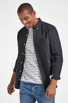 Оксфордская рубашка с длинными рукавами Next, черный