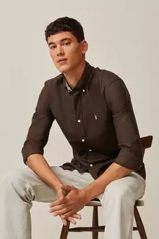 Оксфордская рубашка с длинными рукавами Next, коричневый