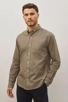 Оксфордская рубашка с длинными рукавами Next, серый