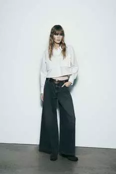 Оксфордская рубашка с карманами ZARA, белый