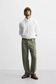 Оксфордская рубашка с карманом ZARA, белый