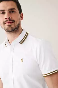 Оксфордская рубашка с короткими рукавами и стрейчом Next, белый