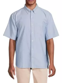 Оксфордская рубашка с воротником на пуговицах Club Monaco, синий