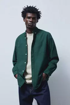 Оксфордская рубашка стандартного кроя H&M, зеленый