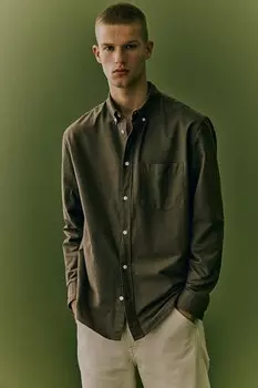 Оксфордская рубашка стандартного кроя H&M, зеленый