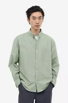 Оксфордская рубашка свободного кроя H&M, хаки