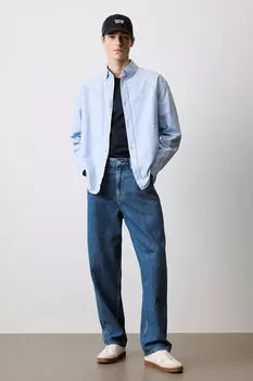 Оксфордская рубашка свободного кроя H&M, синий
