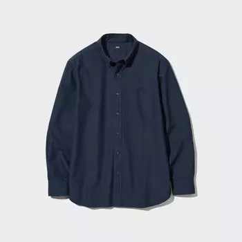 Оксфордская рубашка UNIQLO, темно-синий