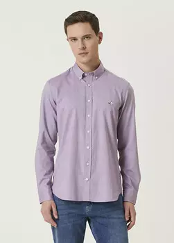 Оксфордская рубашка узкого кроя Beymen Club, сиреневый