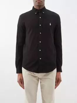 Оксфордская рубашка узкого кроя из хлопкового пике Polo Ralph Lauren, черный