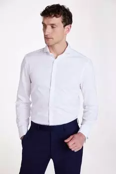 Оксфордская рубашка узкого кроя Sky Royal Oxford с двойными манжетами MOSS, белый