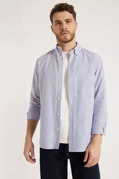 Оксфордская рубашка узкого кроя в полоску River Island, синий