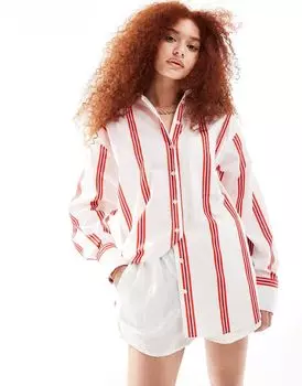 Оксфордская рубашка в коричневую полоску ASOS DESIGN