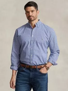 Оксфордская рубашка в мелкую клетку Polo Big & Tall Ralph Lauren, синий/б в клетку