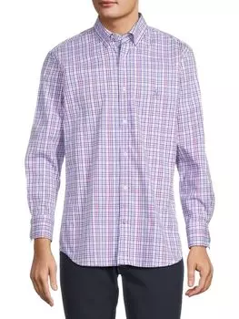 Оксфордская рубашка в мелкую клетку Tailorbyrd, цвет Blue Pink