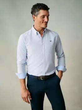 Оксфордская рубашка в полоску Crew Clothing, темно-синий