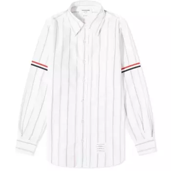 Оксфордская рубашка в полоску с полосками Thom Browne Tape