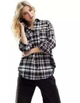 Оксфордская рубашка в сатинированную однотонную клетку ASOS