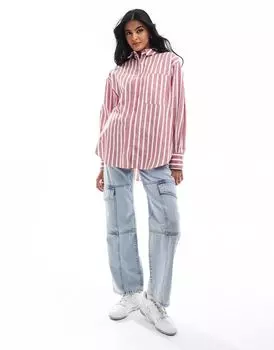 Оксфордская рубашка в сине-красную полоску ASOS