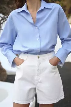Оксфордская рубашка ZARA, небесно-синий