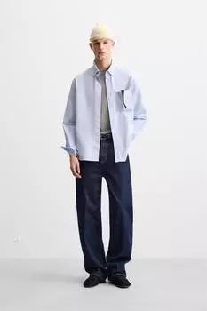 Оксфордская рубашка ZARA, небесно-синий