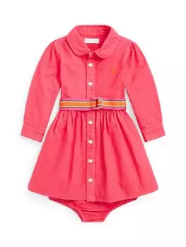 Оксфордское платье-рубашка и комплект шароваров Polo Ralph Lauren Baby Louella, экзотический розовый цвет