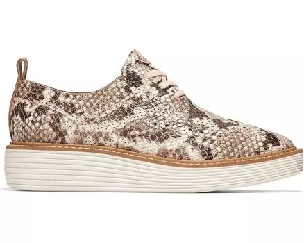 Оксфорды Cole Haan Originalgrand Platform Wing Tip Oxford, цвет Sandollar Snake Print/Ivory