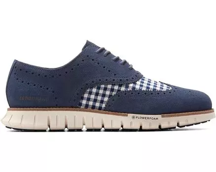 Оксфорды Cole Haan Zerogrand Remastered Wingtip Lined, цвет Navy Blazer Gingham/Ivory