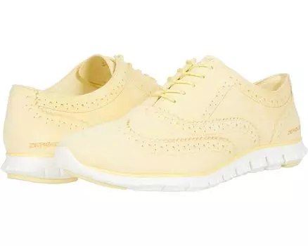 Оксфорды Cole Haan Zerogrand Wing Tip Oxford Closed Hole II, цвет Pale Banana Suede/Pale Banana Paintline/Optic White Midsole