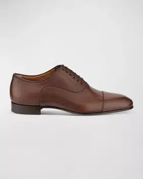 Оксфорды из телячьей кожи Greggo Patina с красной подошвой Christian Louboutin, цвет Havane
