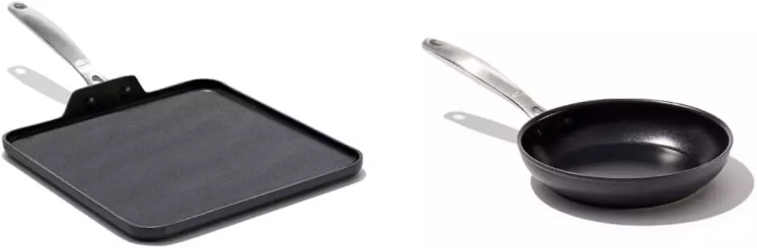 OXO Good Grips Pro, 11-дюймовая сковорода с твердым анодированным антипригарным покрытием, не содержащая ПФОК, черная & Good Grips Pro, 8-дюймовая сковорода с твердым анодированным антипригарным покрытием, не содержащая ПФОК, черная