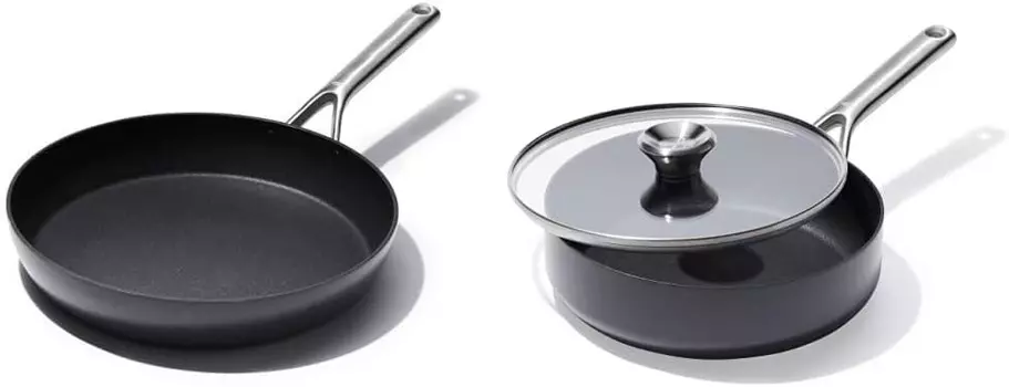 OXO Профессиональная сковорода 12 дюймов с твердым анодированным антипригарным покрытием и сотейником 3QT с крышкой