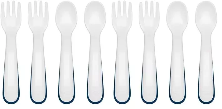 OXO Tot Пластиковая мультиупаковка с вилкой и ложкой, темно-синий, набор из 4 предметов (2 шт. в упаковке), Tot Navy