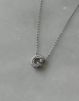 Ожерелье Bymehshake Bubble Letter с буквой 'G', серебро