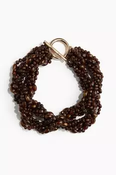 Ожерелье H&M A/W 2024 Chunky Beaded, темно-коричневый