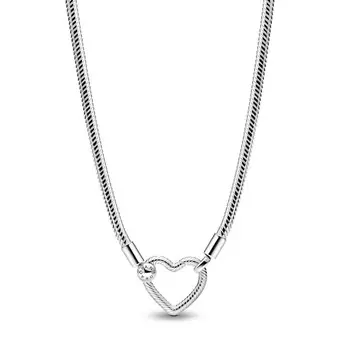 Ожерелье Heart Closure Snake Chain Pandora, стерлинговое серебро