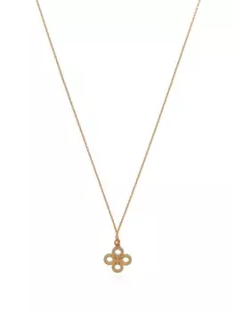 Ожерелье из цепочек с подвеской-цветком Tory Burch, золотой