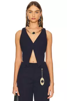 Ожерелье из драгоценных камней, жилет, топ Area, синий