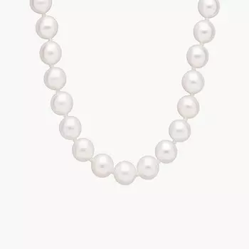 Ожерелье из нити пресноводного культивированного жемчуга 16 дюймов из желтого золота 14 карат (7,0-7,5 мм) Blue Nile