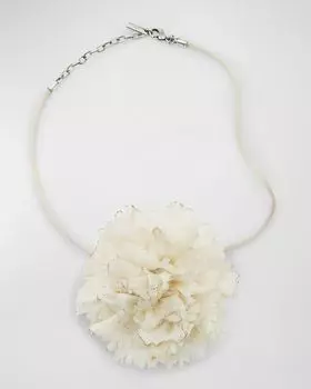 Ожерелье из смятого белого цветка Saint Laurent, цвет Champagne