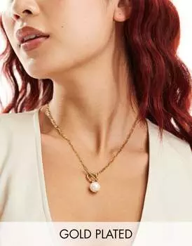 Ожерелье Lost Souls из нержавеющей стали с подвеской из жемчуга, 18-каратное золото